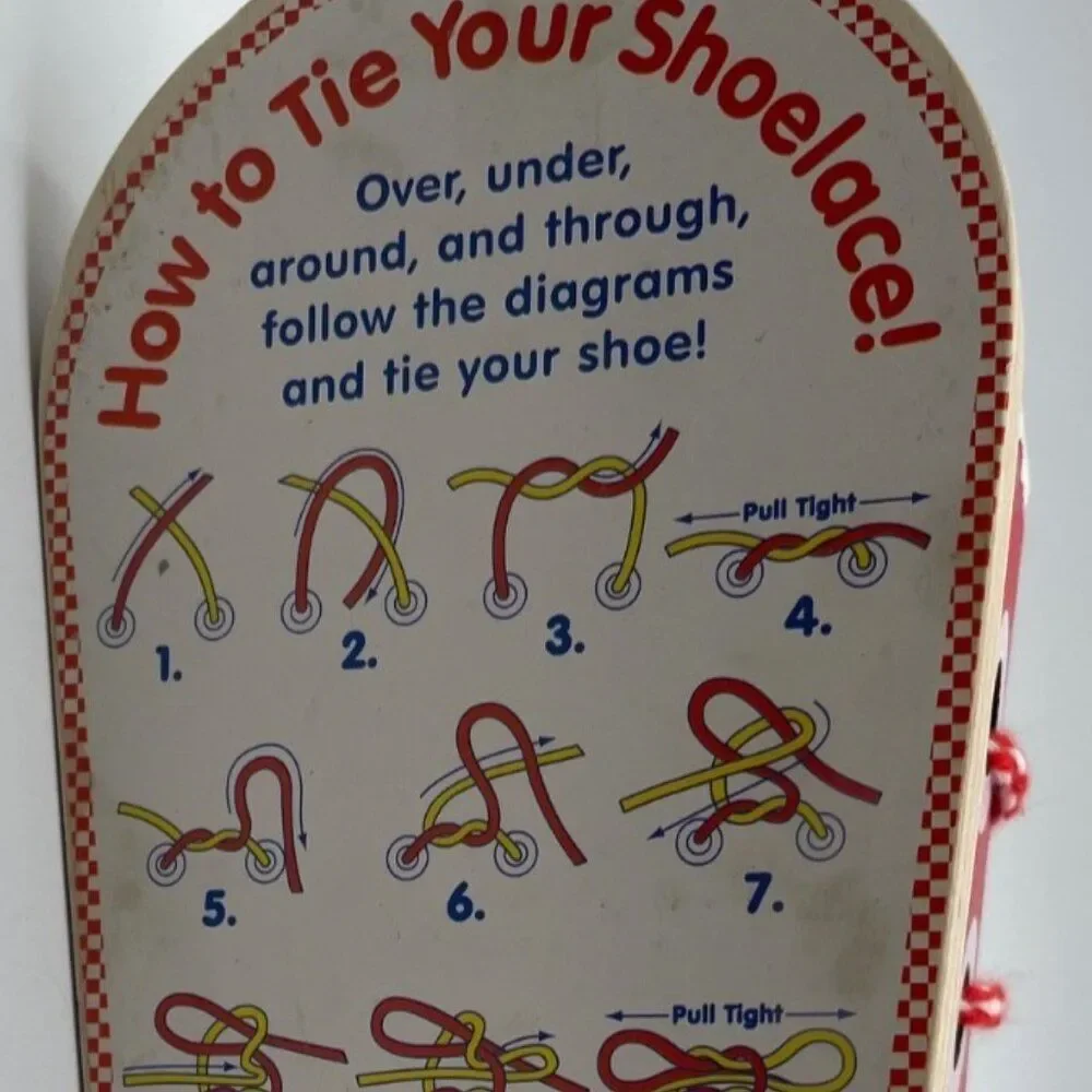 Melissa & Doug Wooden Sneaker Lace-Up Kids Learning Toy Preschool Motor Skills